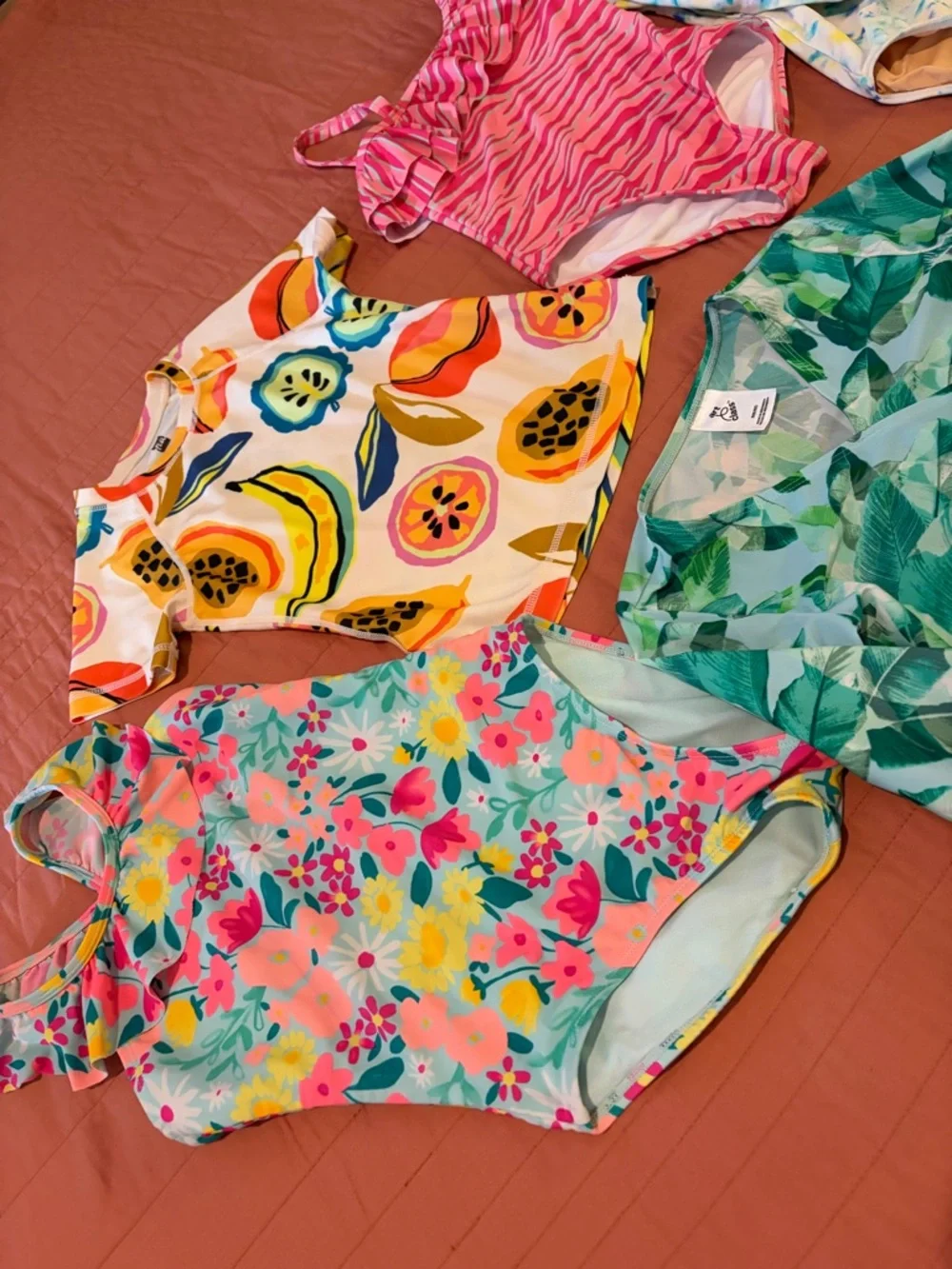 Lot of girls swimwear, floral, zebra, fruit patterns. Size 6-7. EUC! - Picture 7 of 7